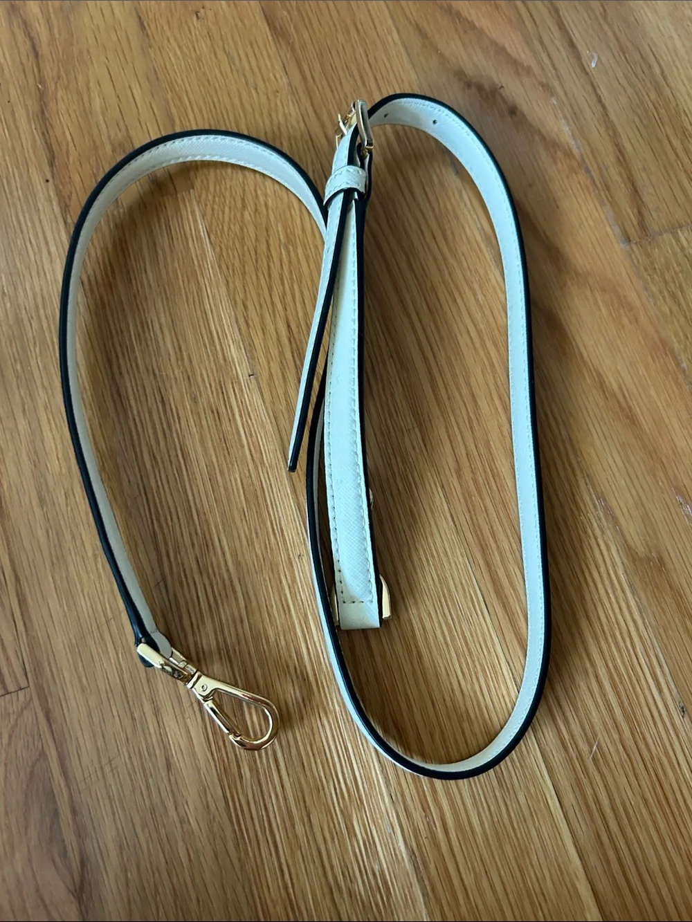 Michael Kors Cream Saffiano Leather Tote with Black Trim and Gold Hardware